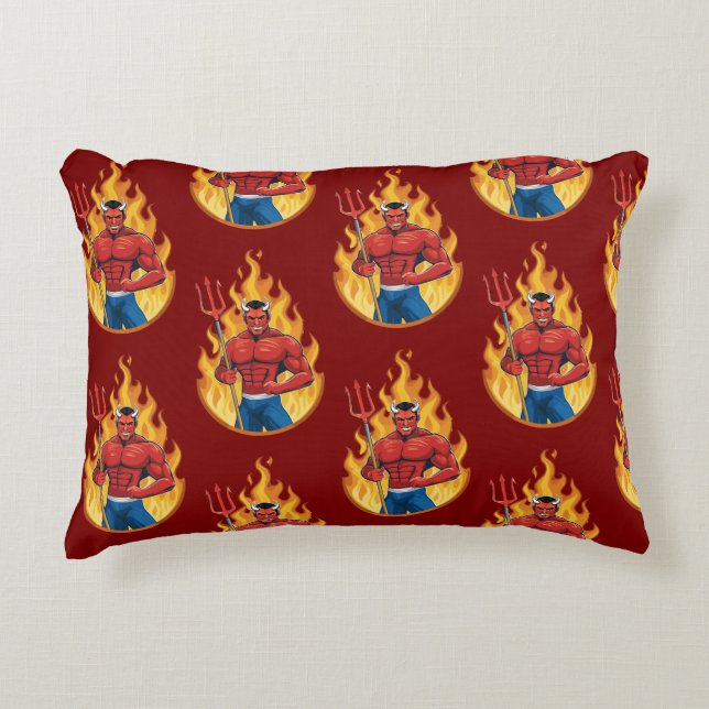 Devil with trident decorative cushion (Front)