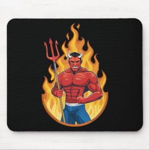 Devil with trident mouse pad