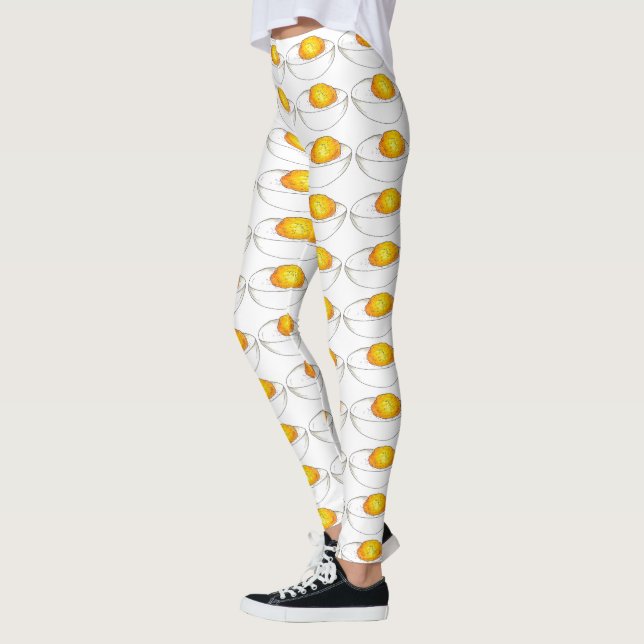 Deviled Egg Eggs Food Foodie Picnic Print Leggings (Left)