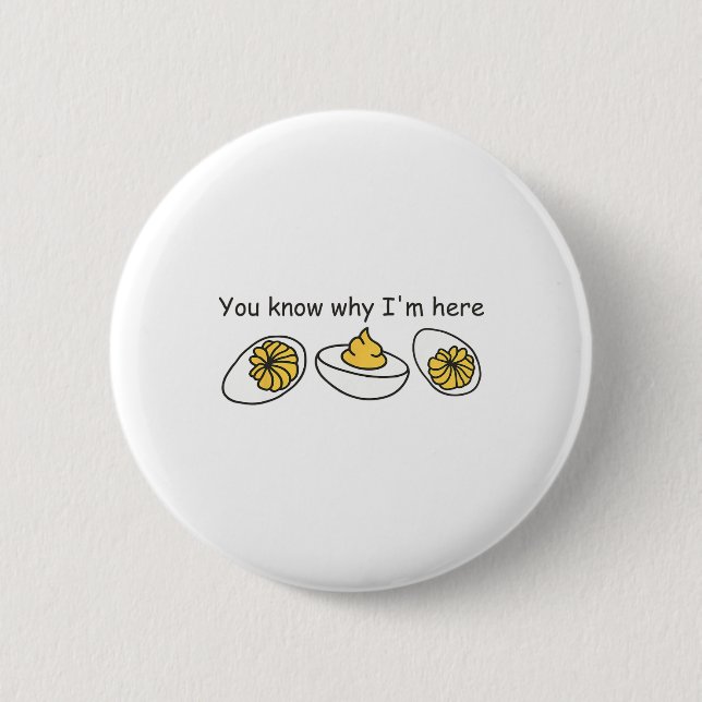 Deviled Egg You Know Why I'm Here Retro Thanksgivi 6 Cm Round Badge (Front)