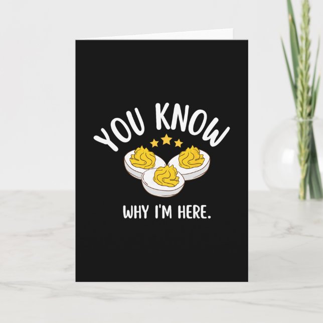 Deviled Egg You Know Why I'm Here Retro Thanksgivi Card (Front)