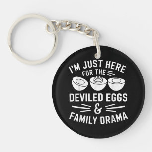 Deviled Eggs Family Drama Funny Foodie Gift Thanks Key Ring