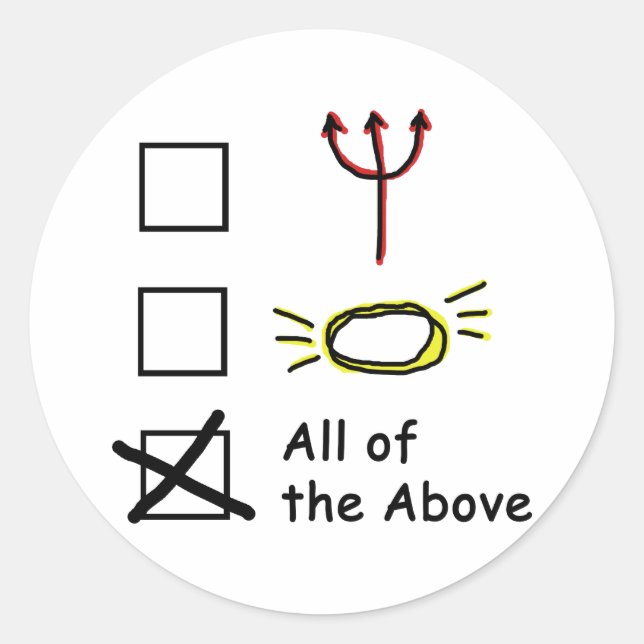 Devilish Angel Classic Round Sticker (Front)