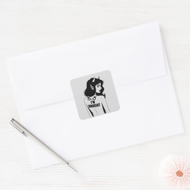 Devilish Innocent Woman Square Sticker (Envelope)