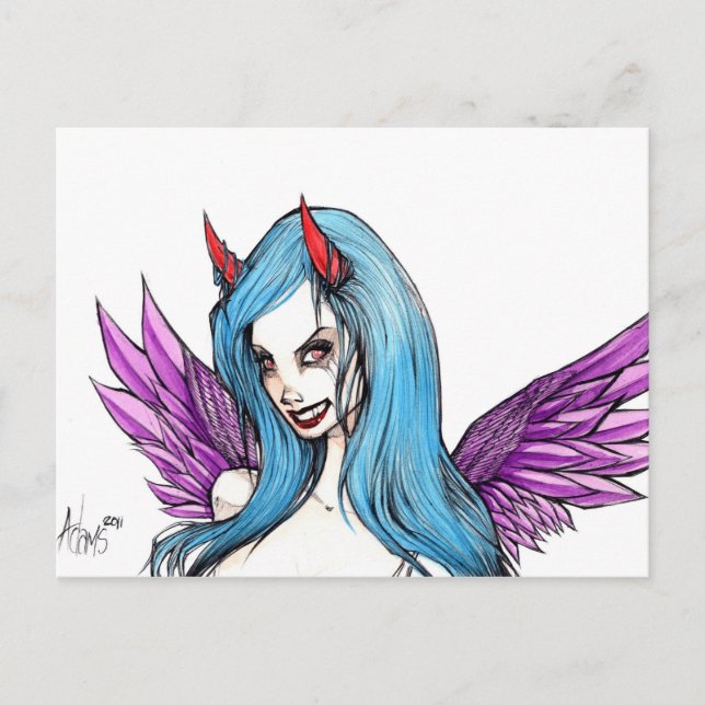 Devilish look in her eye postcard (Front)