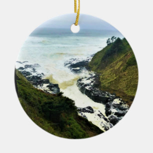 Devil's Churn, Cape Perpetua, Oregon Coast Ceramic Ornament