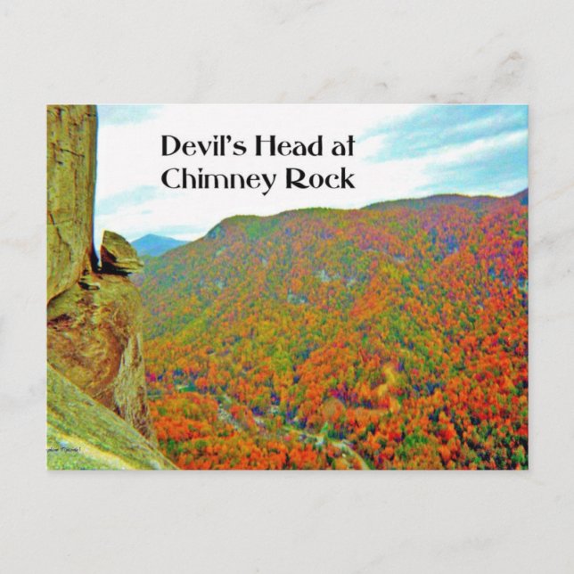 Devil's Head Rock Formation over Chimney Rock Postcard (Front)