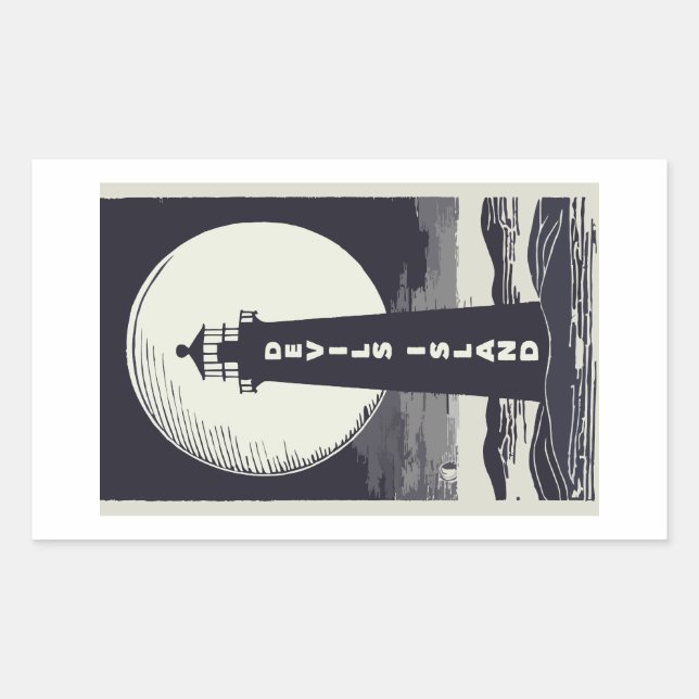 Devils Island Lighthouse Wisconsin Moon Rectangular Sticker (Front)