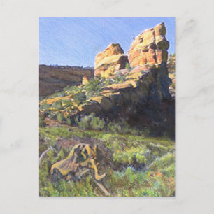 Devil's Kitchen Coloured Pencil Drawing Postcard