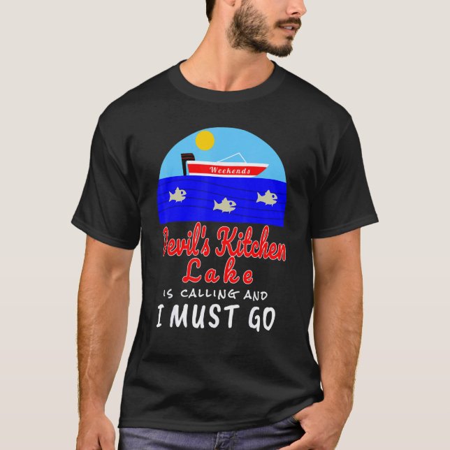Devil's Kitchen Lake Illinois Souvenir T-Shirt (Front)