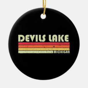 DEVILS LAKE MICHIGAN Fishing Camping Ceramic Ornament