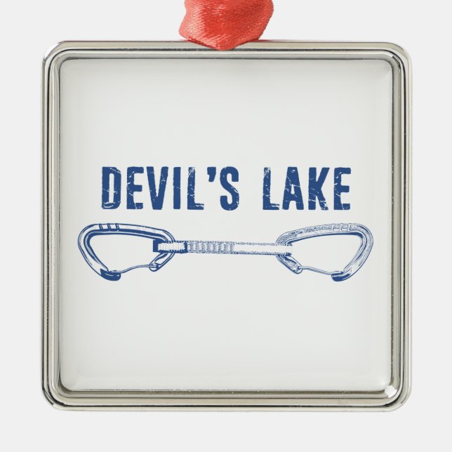 Devil's Lake Rock Climbing Quickdraw Metal Ornament (Front)