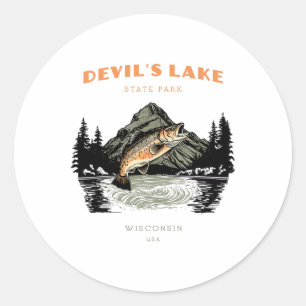 Devil's Lake State Park Wisconsin Retro Vintage Fi Classic Round Sticker