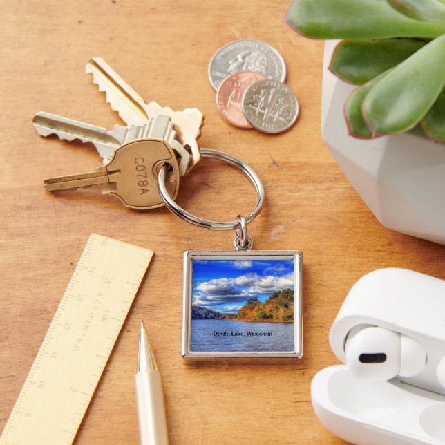 Devil's Lake, Wisconsin scenic photograph Key Ring (Desk)