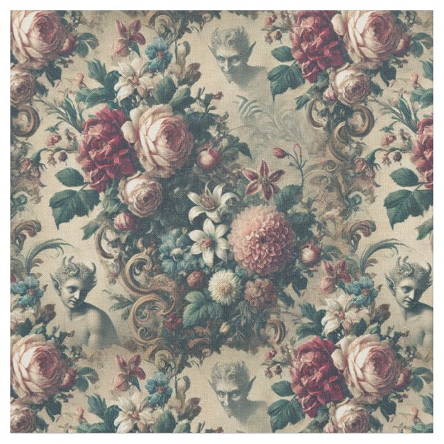 Devils of Dandy – Gothic Victorian Classic Tile Fabric (Close Up)