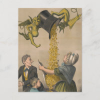 Devils Pouring Gold Coins Into Woman's Apron