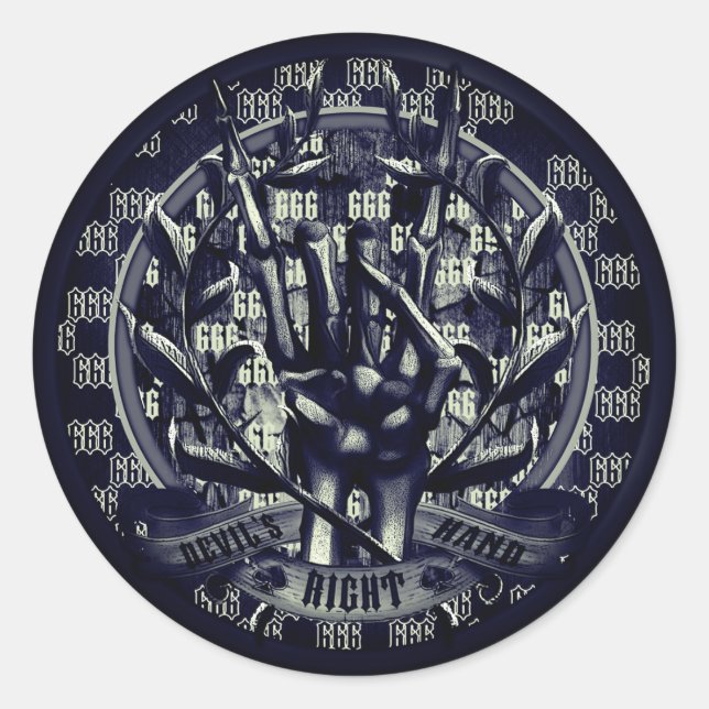 Devil's right hand classic round sticker (Front)