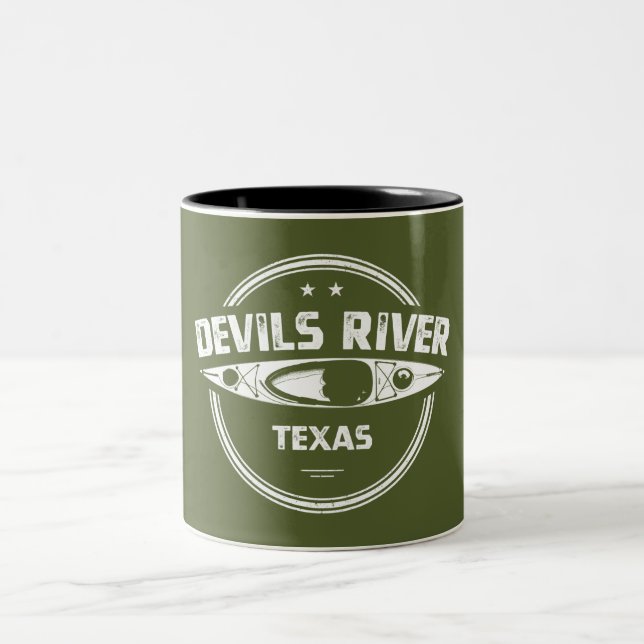 Devils River Texas Kayaking Two-Tone Coffee Mug (Center)