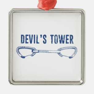 Devil's Tower Climbing Quickdraw Metal Ornament