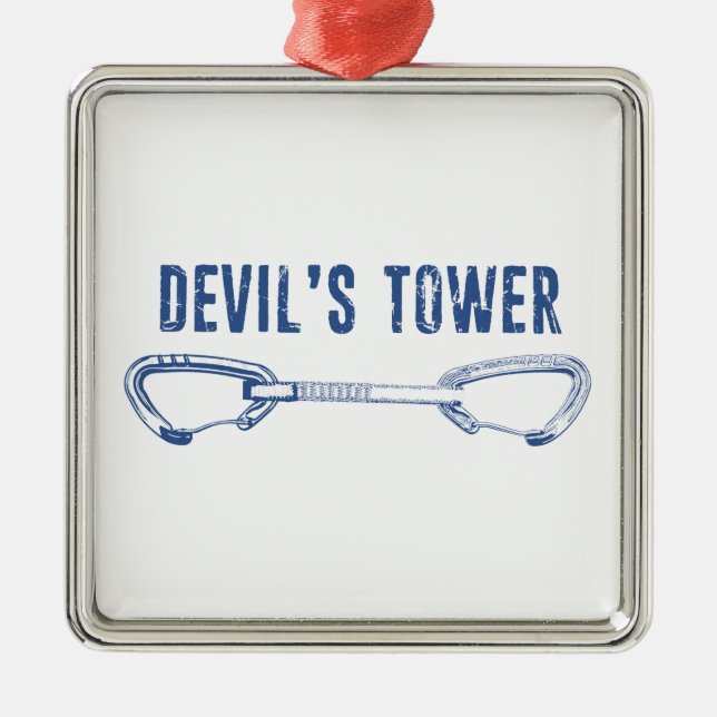 Devil's Tower Climbing Quickdraw Metal Ornament (Front)
