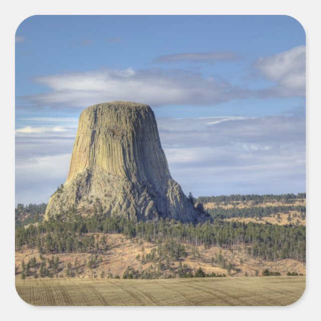 Devils Tower National Monument Square Sticker (Front)