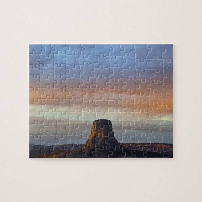 Devils Tower National Monument, Storm at Sunset Jigsaw Puzzle (Horizontal)