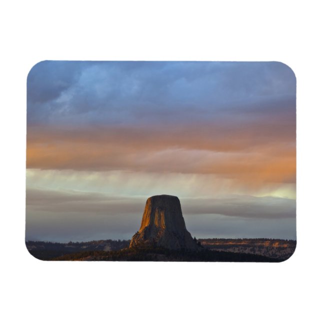 Devils Tower National Monument, Storm at Sunset Magnet (Horizontal)