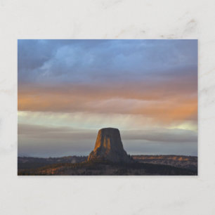 Devils Tower National Monument, Storm at Sunset Postcard