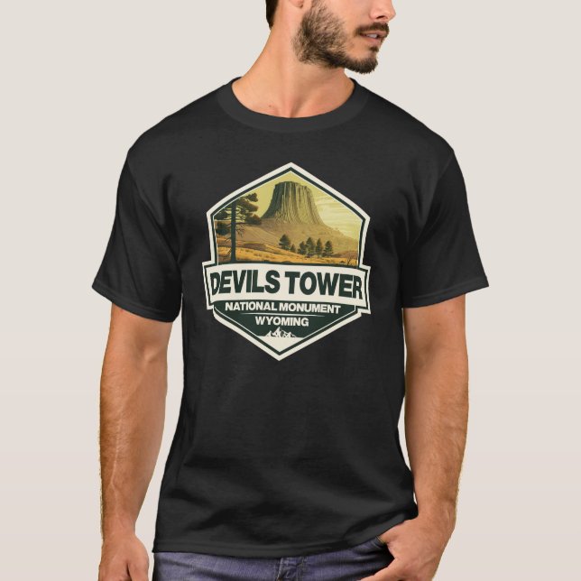 Devils Tower National Monument Travel Art Vintage T-Shirt (Front)
