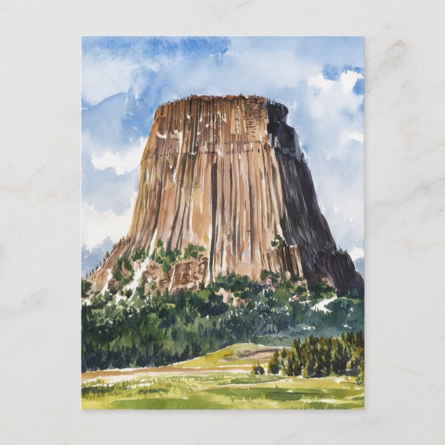 Devils Tower National Monument Watercolor Postcard (Front)