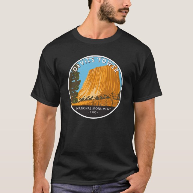 Devils Tower National Monument Wyoming Vintage T-Shirt (Front)