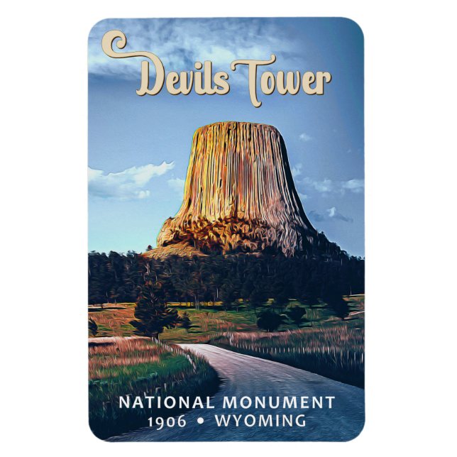 Devils Tower National Monument Wyoming Watercolor Magnet (Vertical)