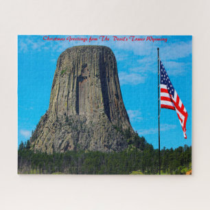 Devil's Tower Wyoming. Christmas Greetings Jigsaw Puzzle