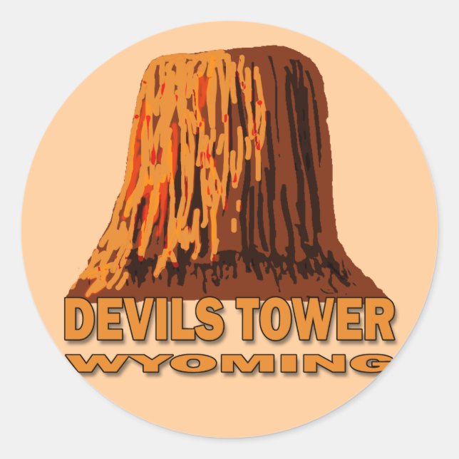 DEVILS TOWER WYOMING CLASSIC ROUND STICKER (Front)