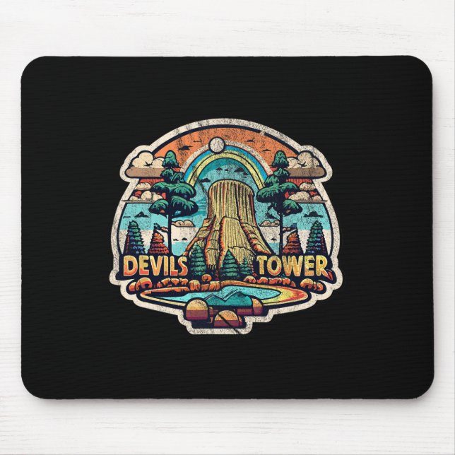Devils Tower Wyoming National Monument Retro Vinta Mouse Pad (Front)
