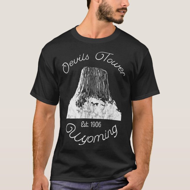 Devils Tower Wyoming National Monument Retro Vinta T-Shirt (Front)