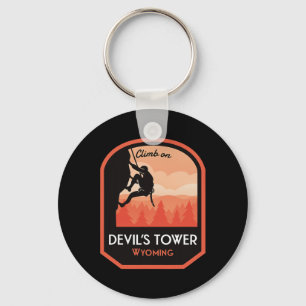 Devils Tower Wyoming Rock Climbing Key Ring
