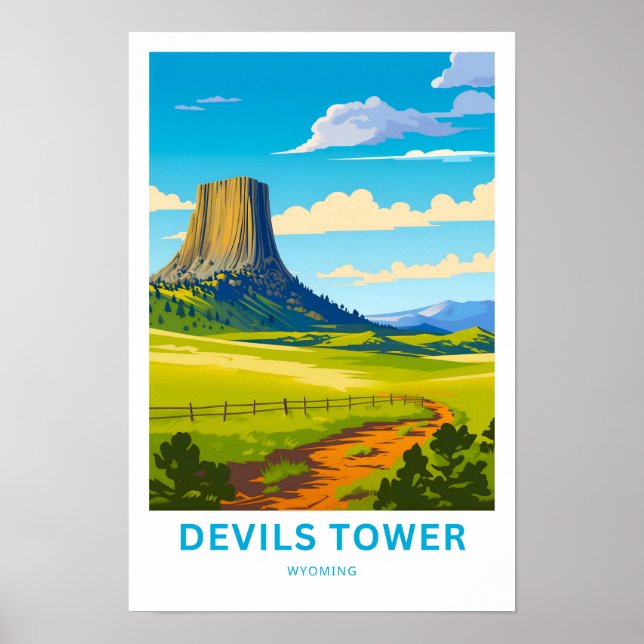 Devils Tower Wyoming Travel Print (Front)