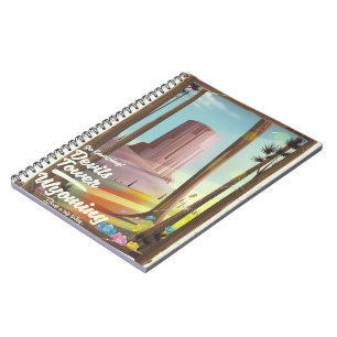 Devils Tower, Wyoming vintage Camping print. Notebook