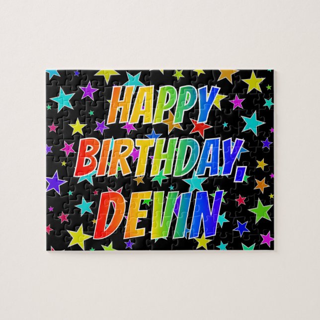 "DEVIN" First Name, Fun "HAPPY BIRTHDAY" Jigsaw Puzzle (Horizontal)