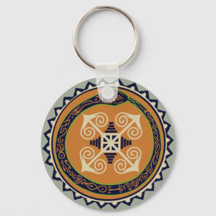 Devine Fire Wheel with Ouroboros Snake VooDoo Key Ring