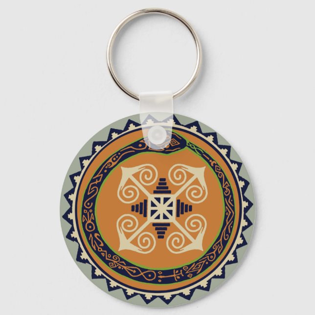 Devine Fire Wheel with Ouroboros Snake VooDoo Key Ring (Front)