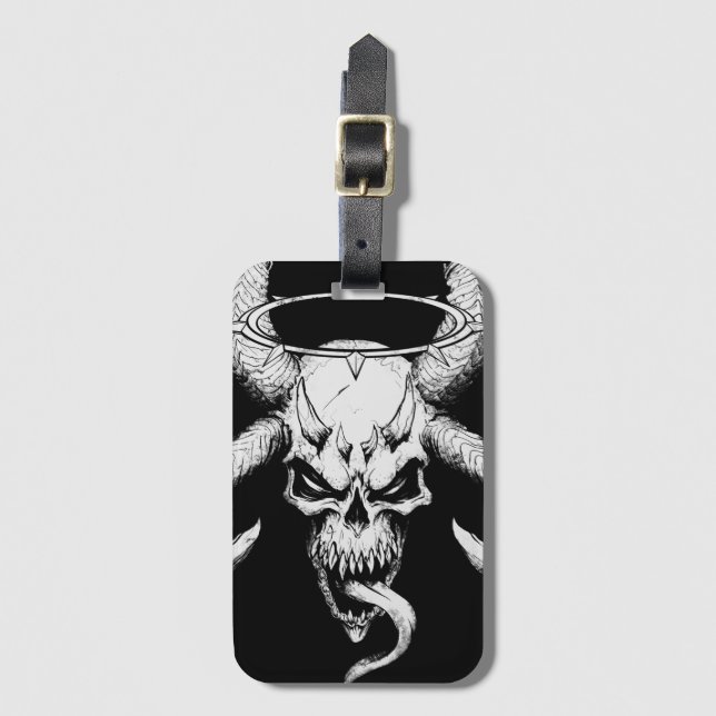 Devine Skull of Death Black Luggage Tag (Front Vertical)
