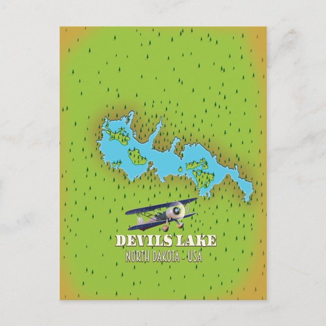 Devi's Lake North Dakota USA map Postcard (Front)