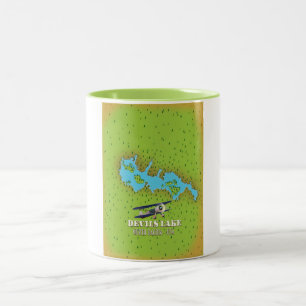 Devi's Lake North Dakota USA map Two-Tone Coffee Mug