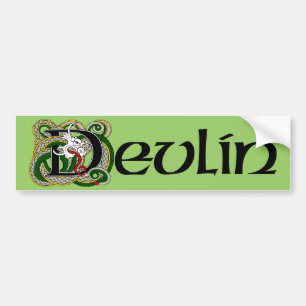 Devlin Celtic Dragon Bumper Sticker