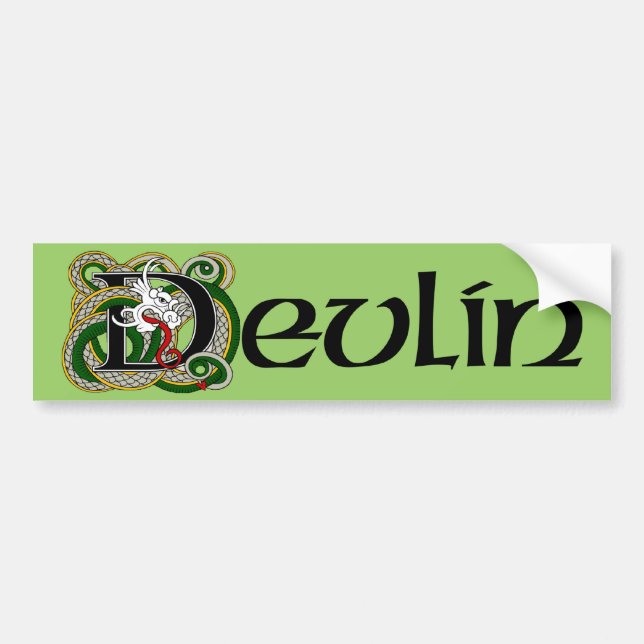 Devlin Celtic Dragon Bumper Sticker (Front)
