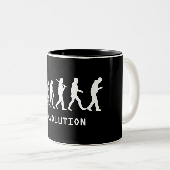 Devolution Cell Phone Two-Tone Coffee Mug (Front Right)