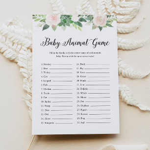 DEVON Baby Animal Greenery Baby Shower Game Invitation