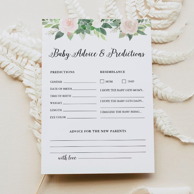 DEVON Baby Shower Advice And Predictions Card (Creator Uploaded)